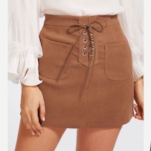 Brown corduroy skirt with tassels